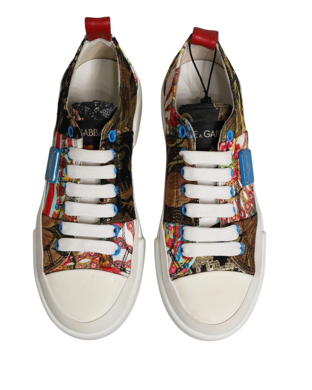 Dolce & Gabbana White Patchwork Low Top Sneakers Shoes