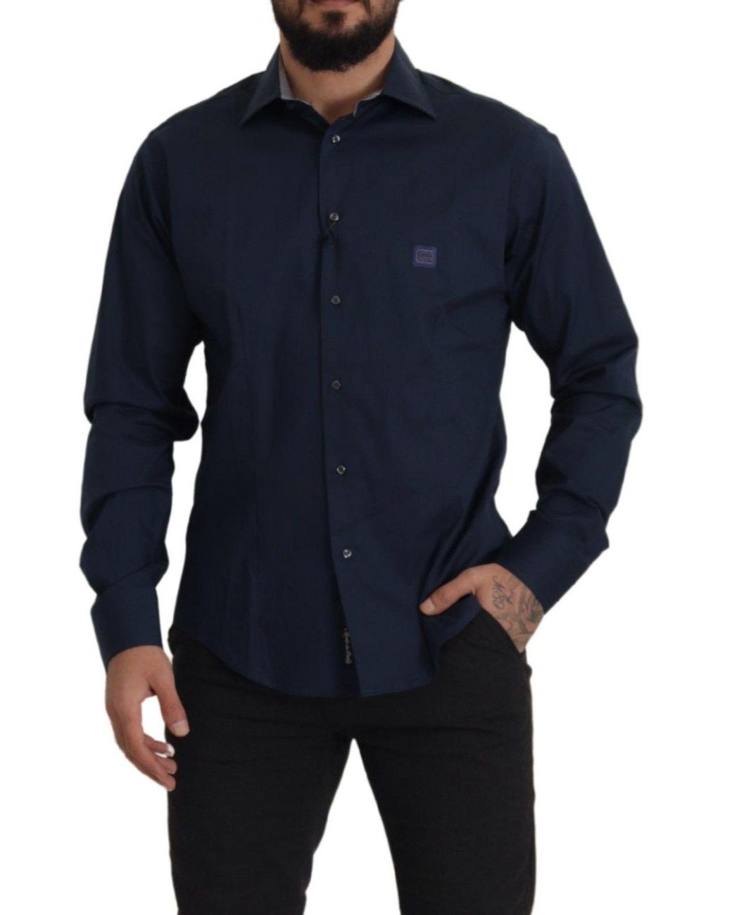 Roberto Cavalli Blue Elegance Cotton Dress Shirt for men