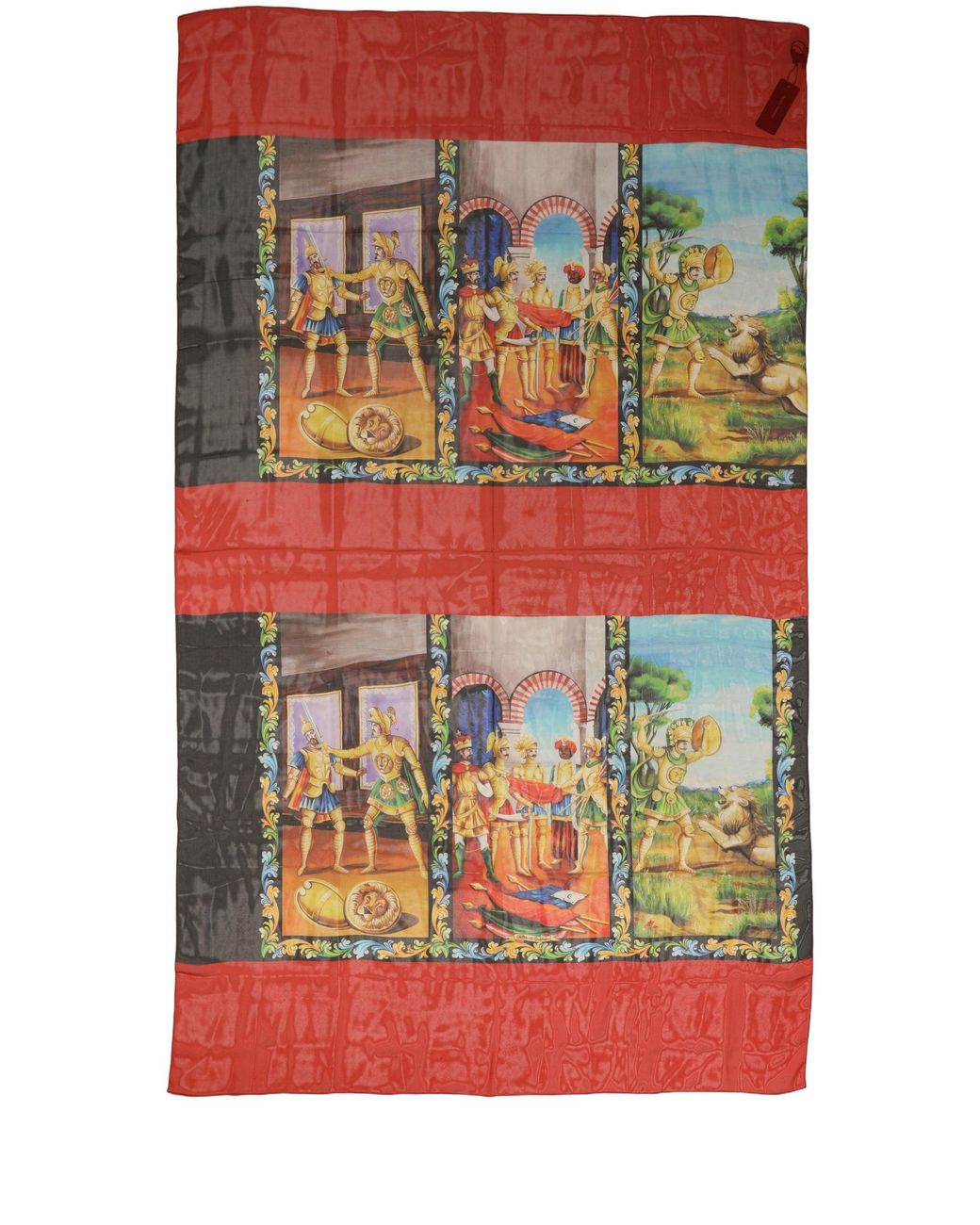 Dolce & Gabbana Red Multicolor Silk Printed Shawl Stole Scarf