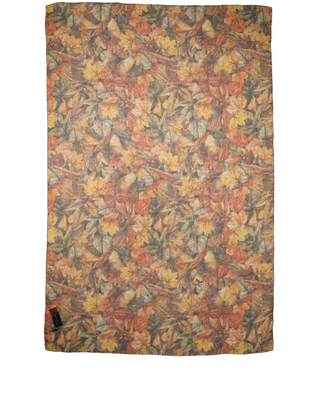 Dolce & Gabbana Brown Multicolor Leaf Print Silk Shawl Stole Scarf