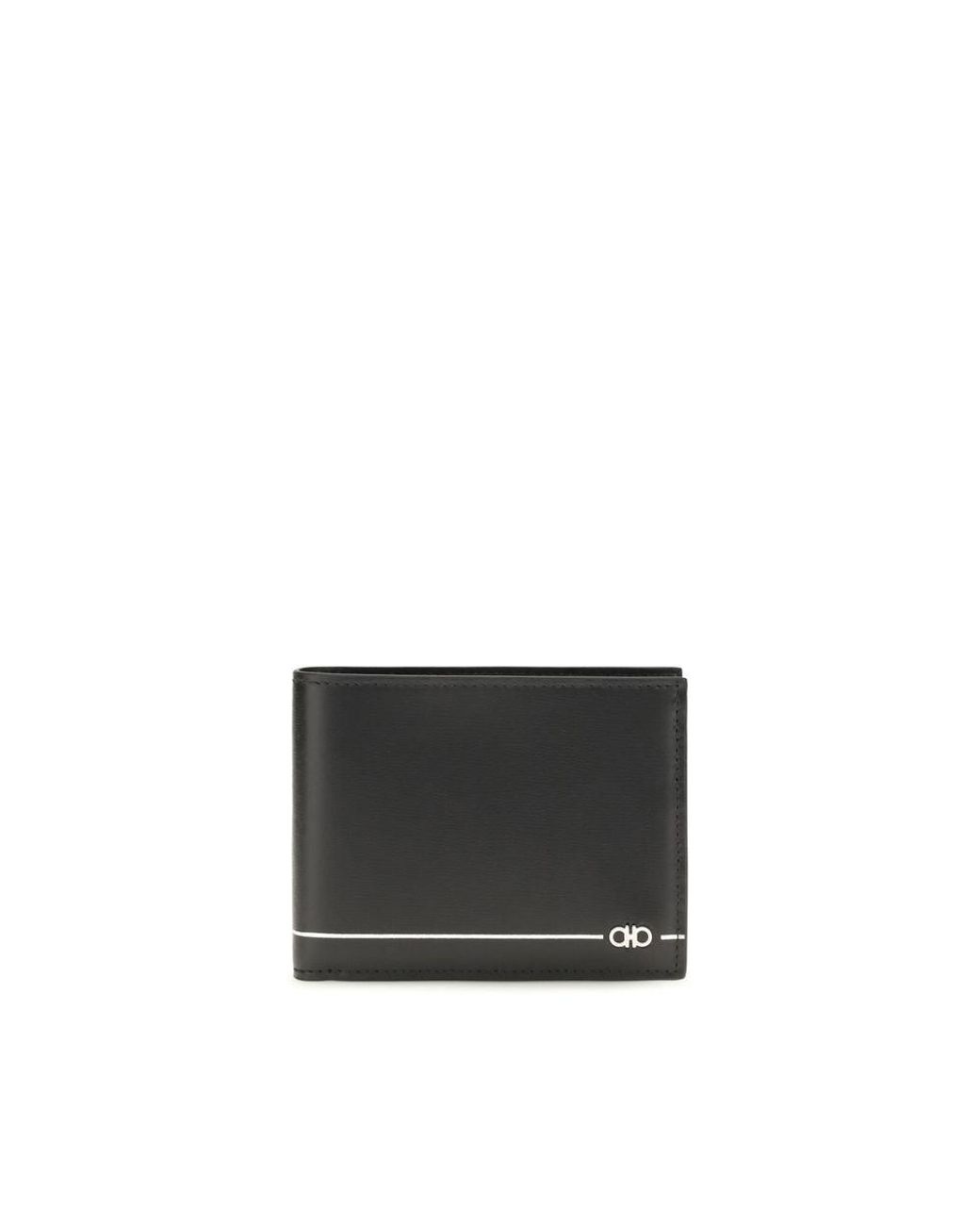 Ferragamo Black Calf Leather Bos Taurus Wallet for men