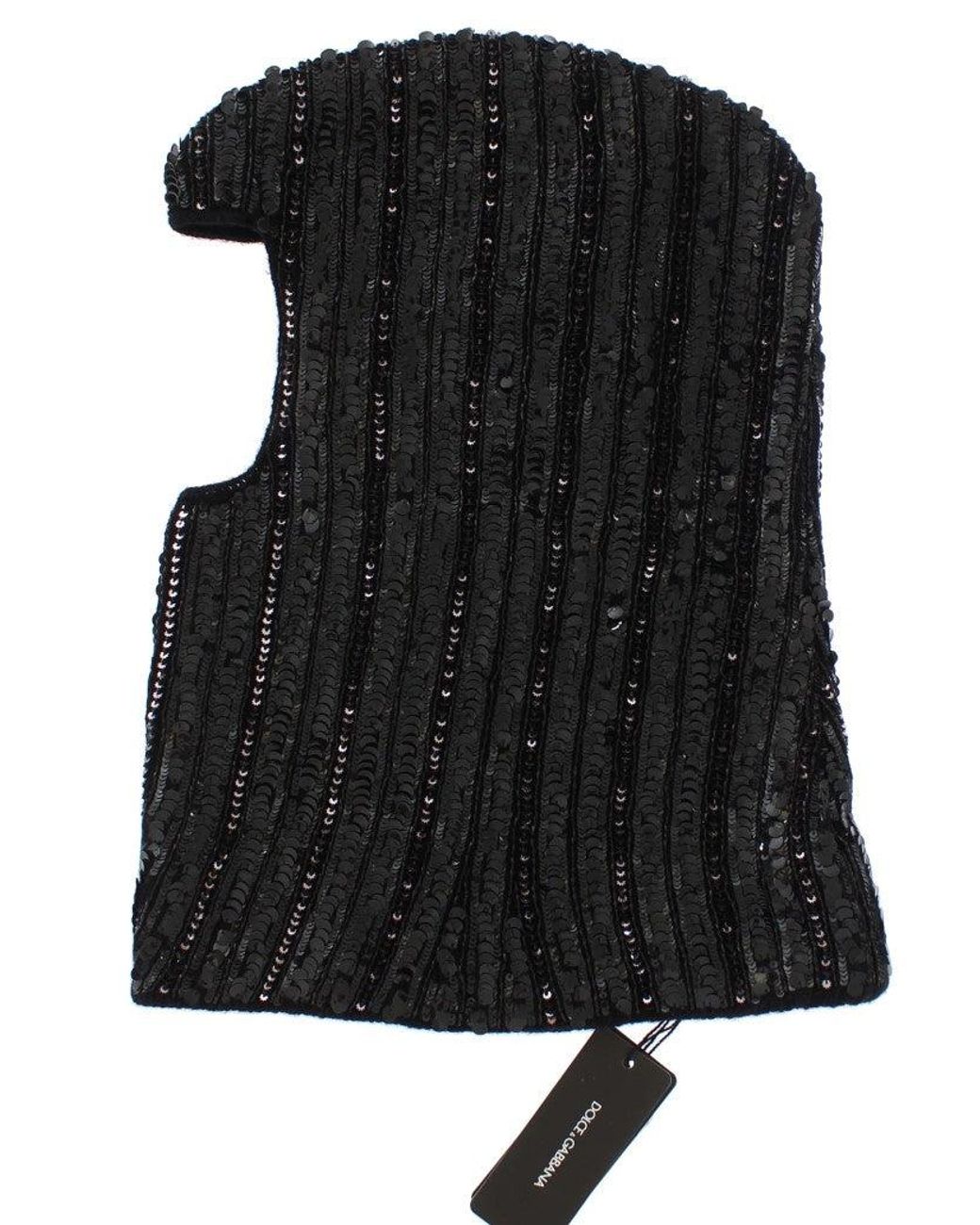 Dolce & Gabbana Black Knitted Sequin Hood Scarft