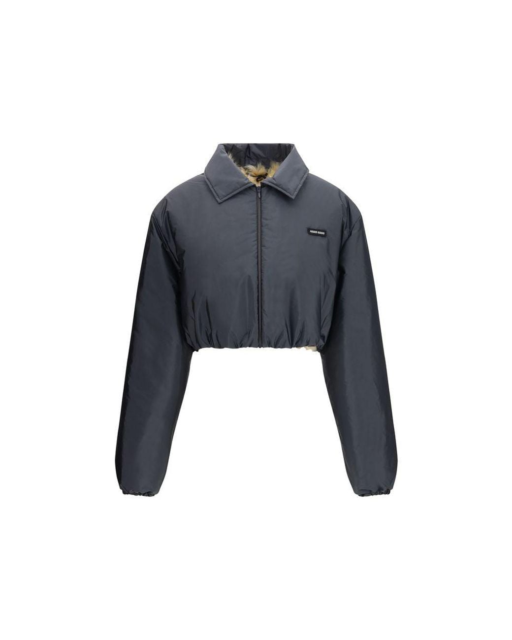 Miu Miu Blue Gray Recycled Polyamide Shell Jacket