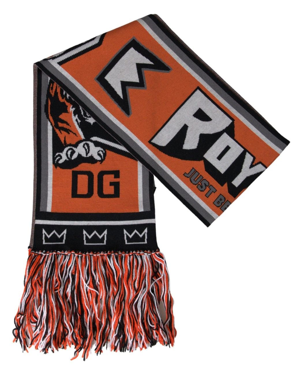 Dolce & Gabbana Red Multicolor Wool Dg Royals Wrap Fringe Scarf