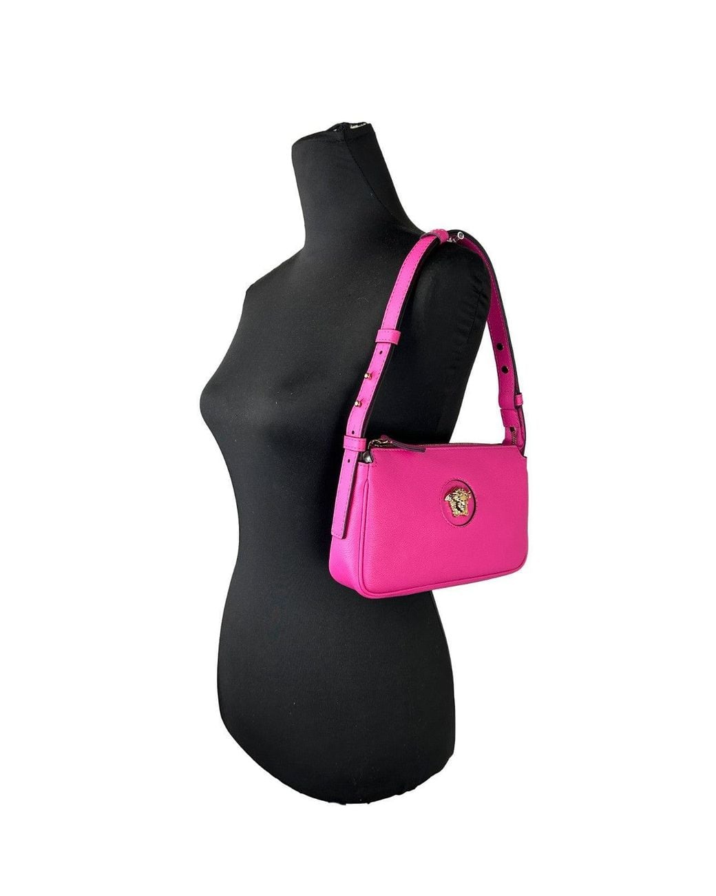 Versace Black La Medusa Vitello Shoulder Bag Purse Leather