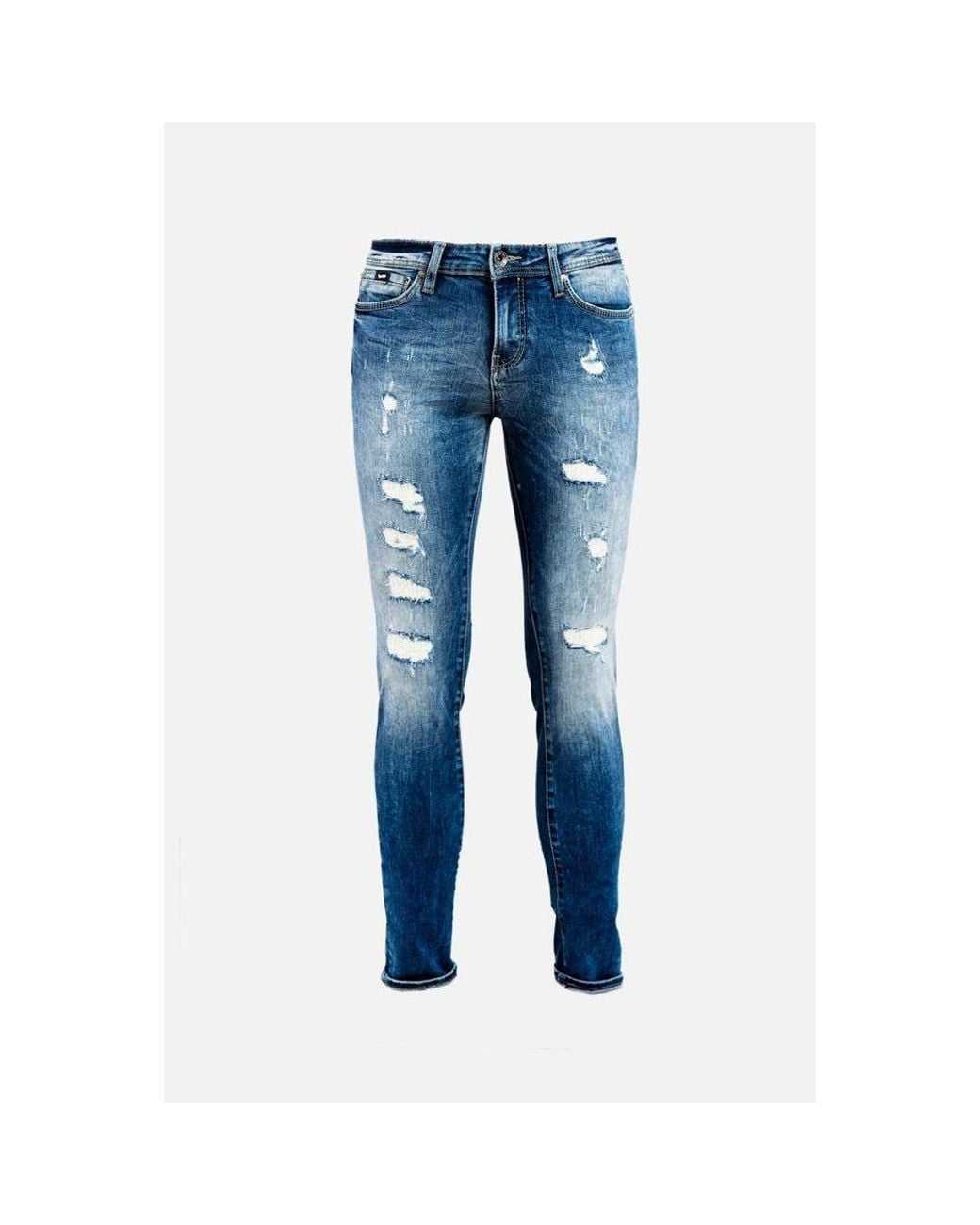Gas Blue Cotton Relaxed Fit Jeans for men