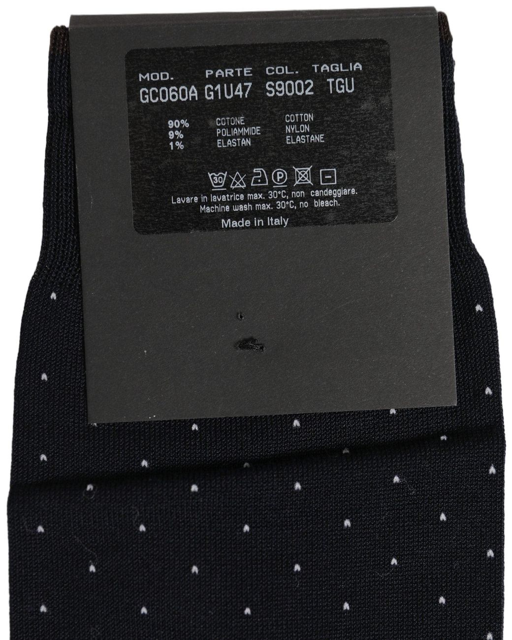 Dolce & Gabbana Blue Men Black Cotton Polka Dot Over The Calf Socks