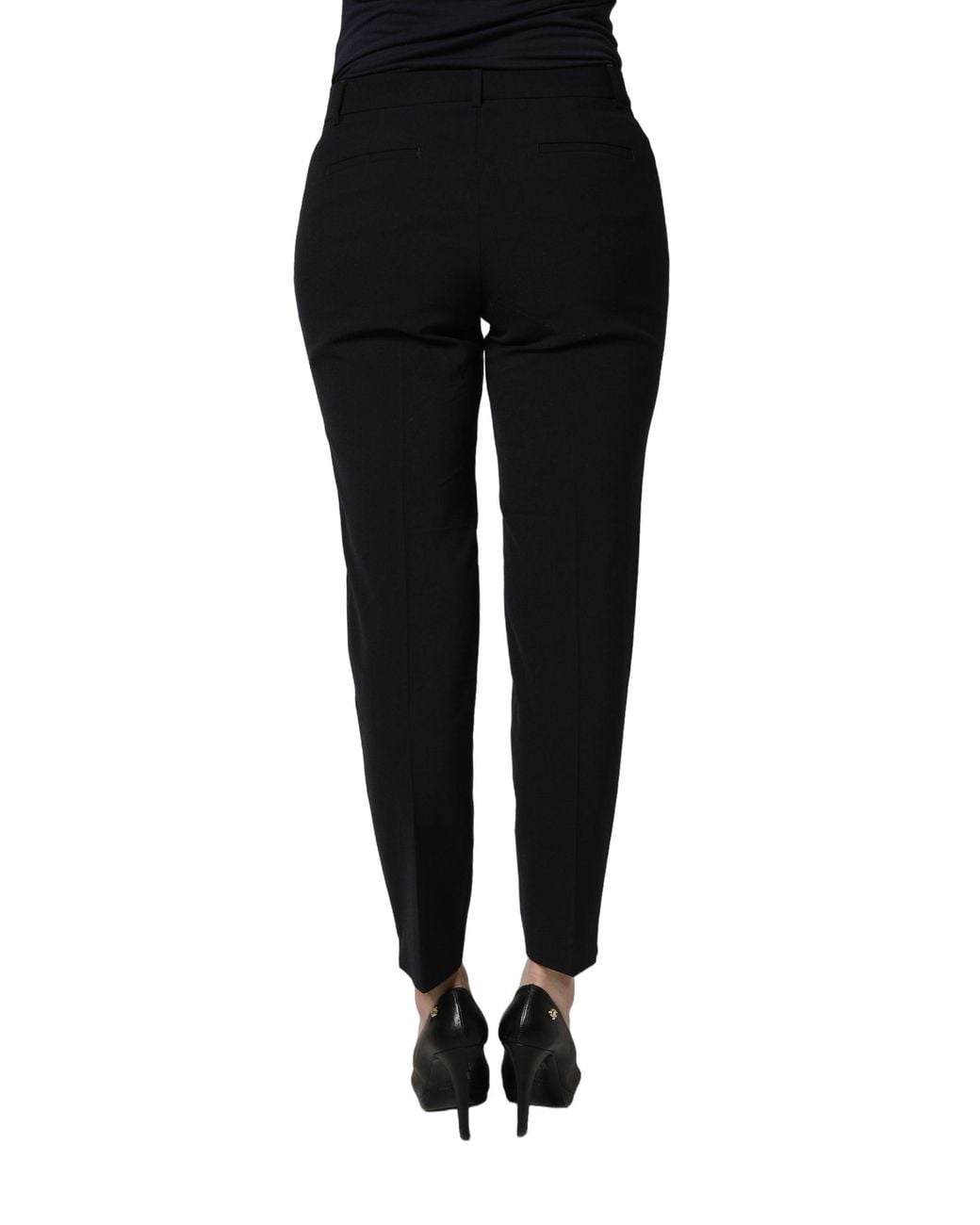 Peserico Black Skinny Mid Waist Chino Trouser Pants