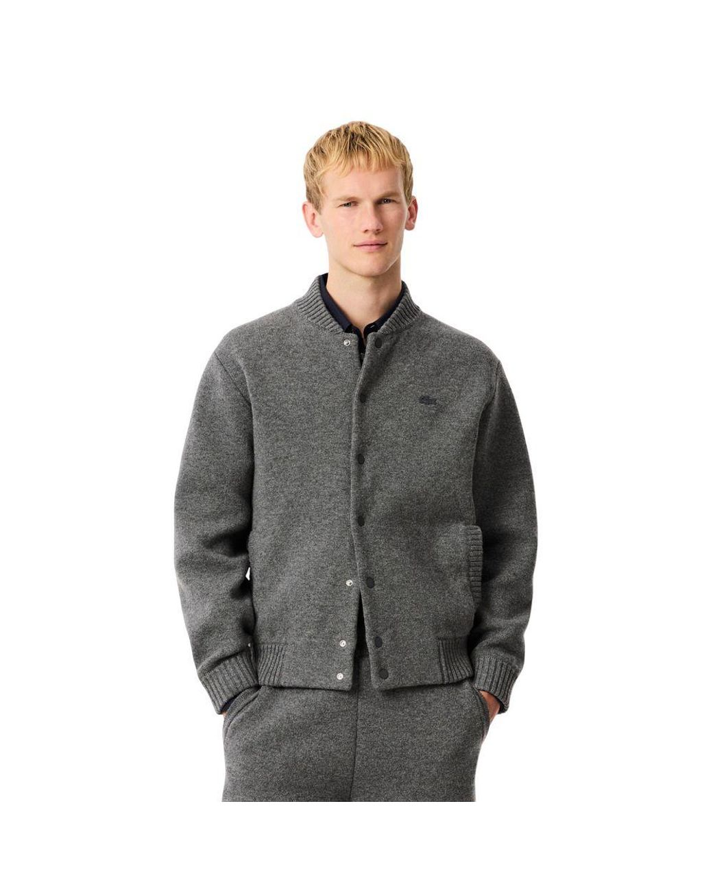 Lacoste Gray Wool Cardigan for men