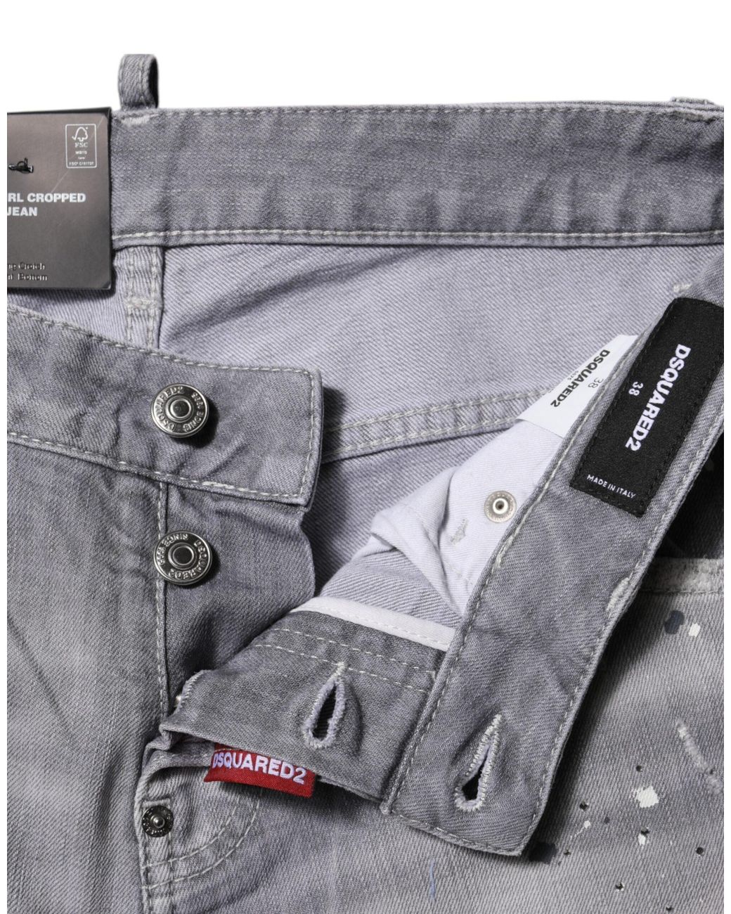 DSquared² Gray Washed Mid Waist Tapered Jeans for men