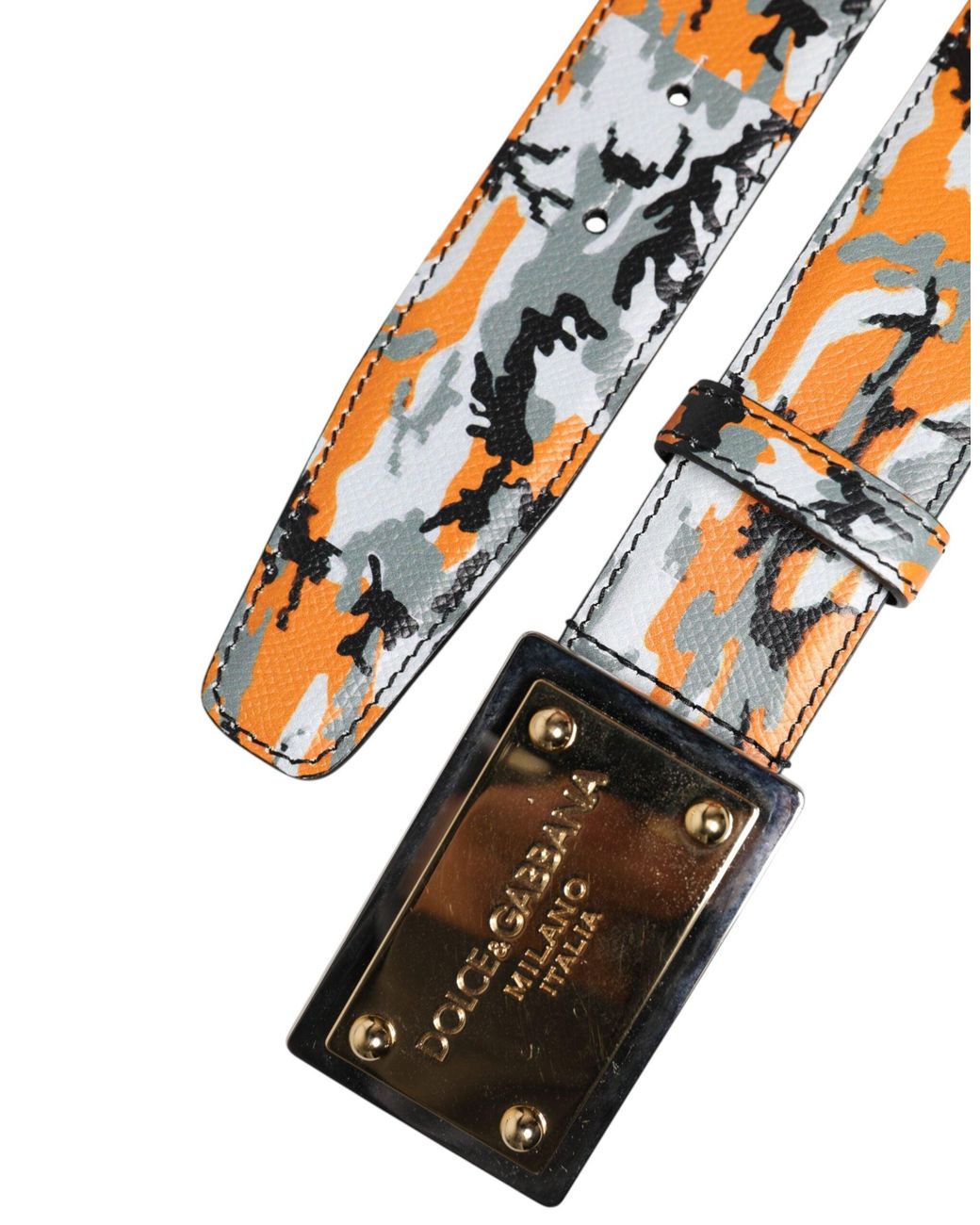 Dolce & Gabbana Black Camo Leather Belt for men