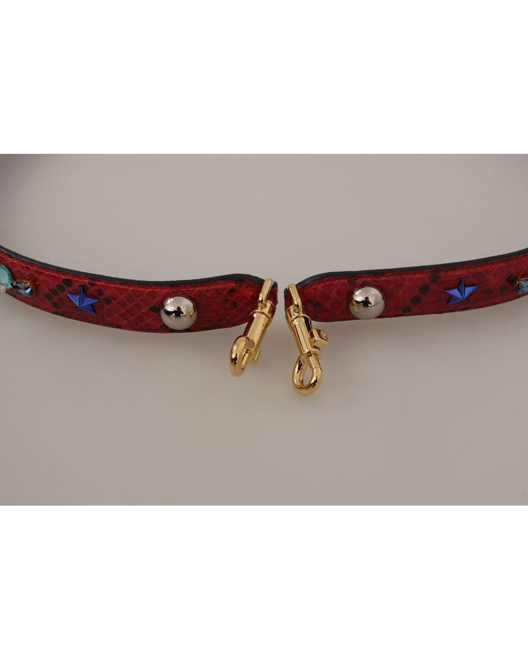 Dolce & Gabbana Black Exotic Leather Crystals Shoulder Strap