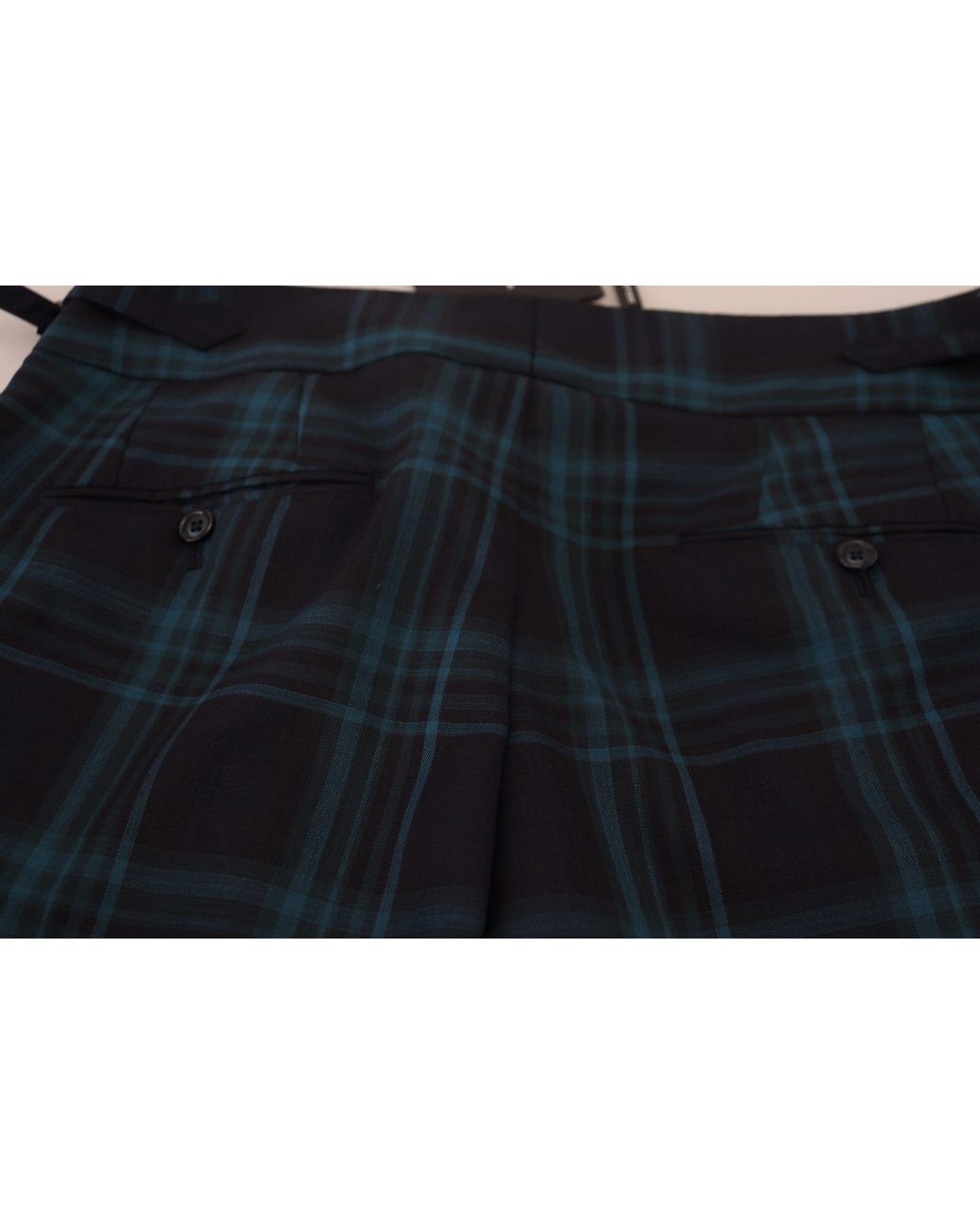 Dolce & Gabbana Blue Plaid Wool Trousers Pants for men