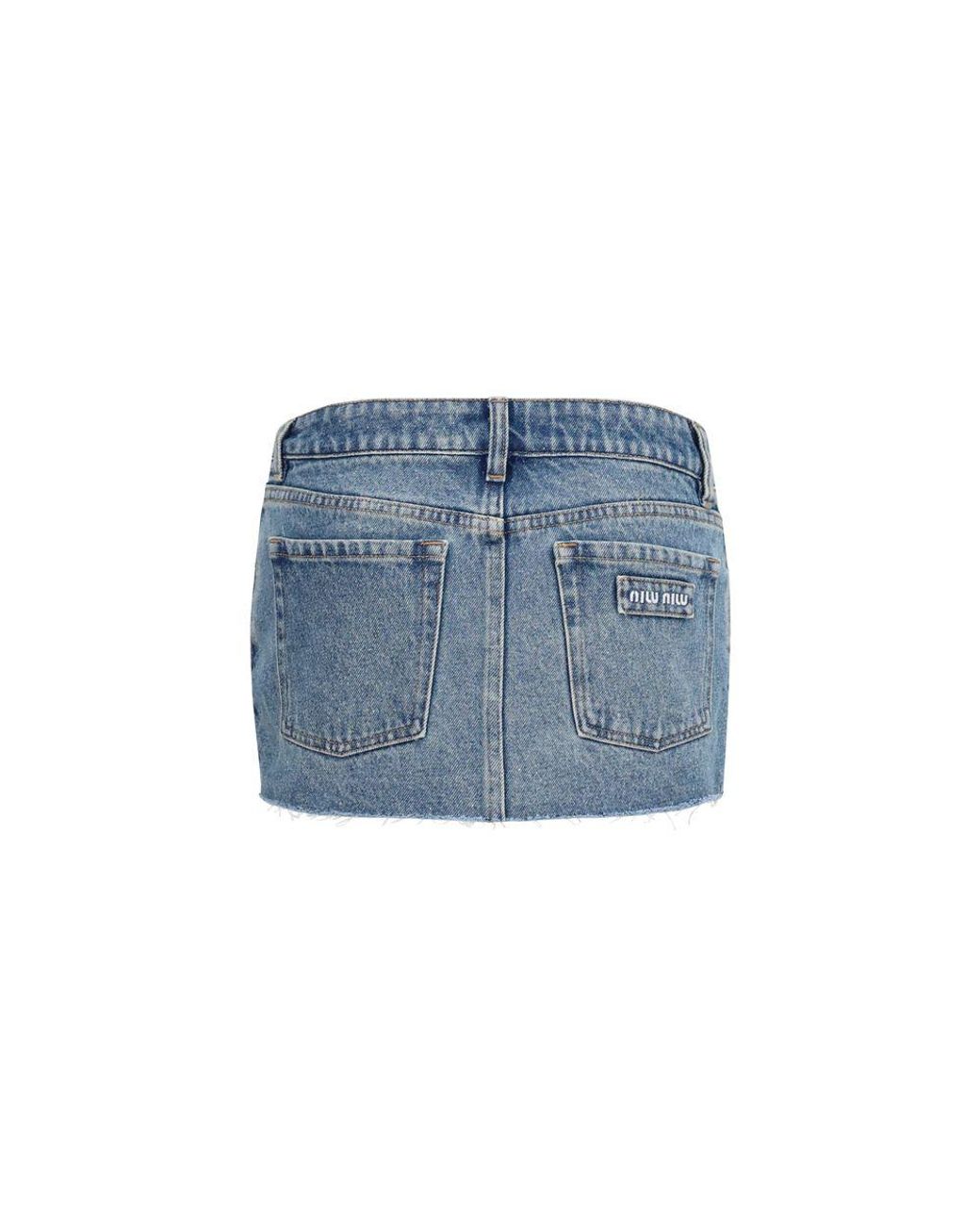 Miu Miu Blue Cotton Mini Skirt
