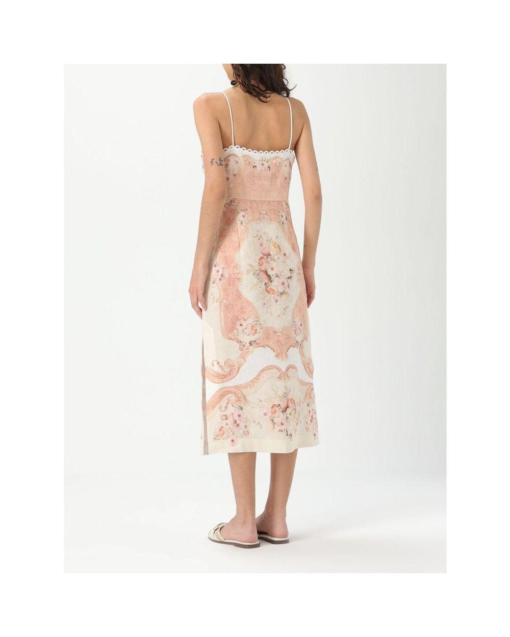 Twinset Pink Multicolor Linen Casual Dress
