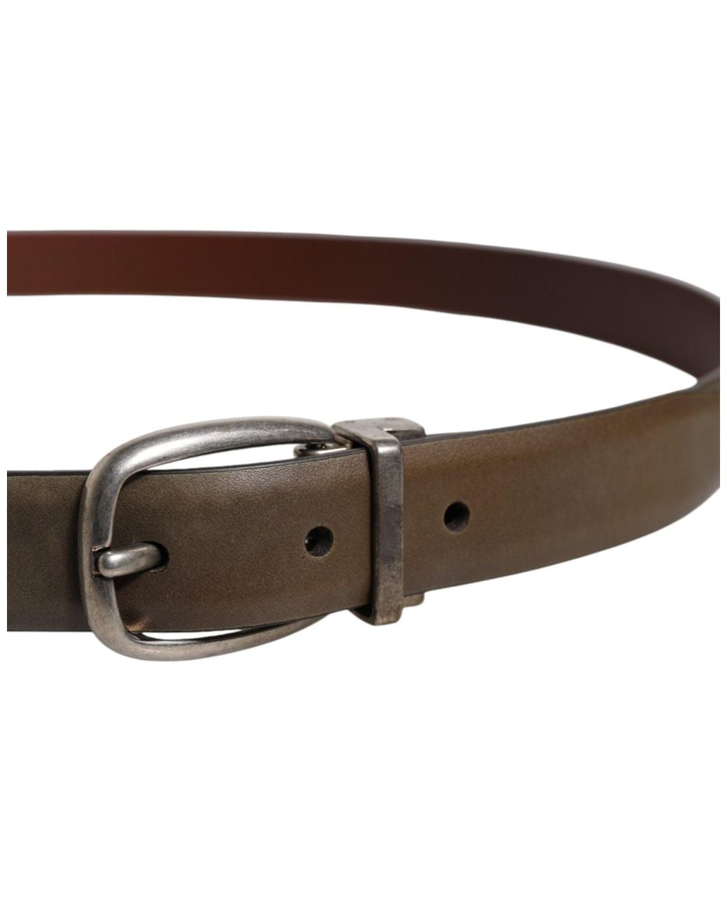 Dolce & Gabbana Brown Leather Belt With Metal Buckle for men