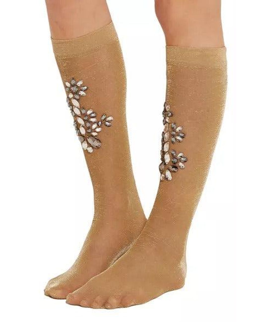 Dolce & Gabbana Metallic Embellished Sheer Socks