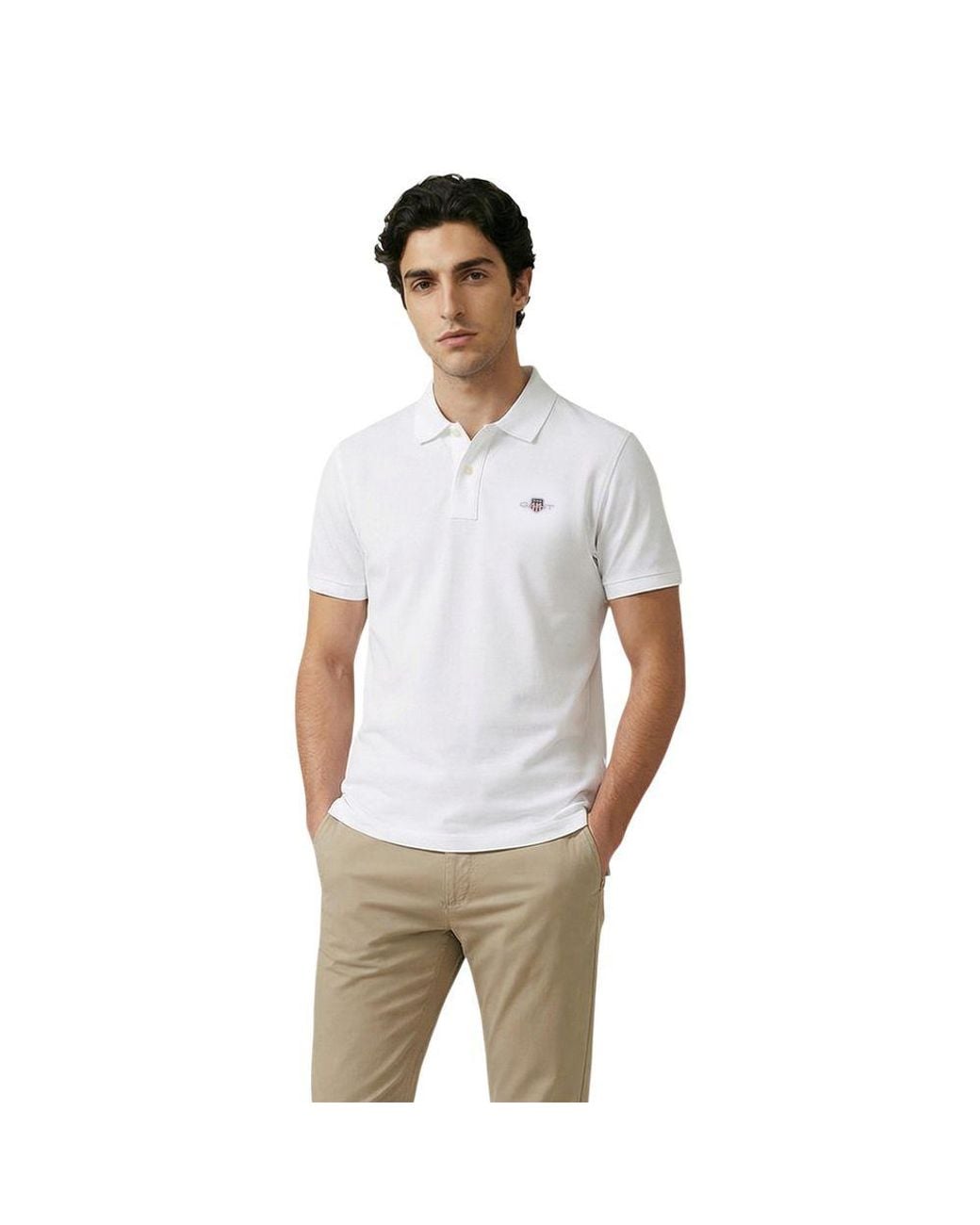 Gant White Cotton Polo Shirt for men