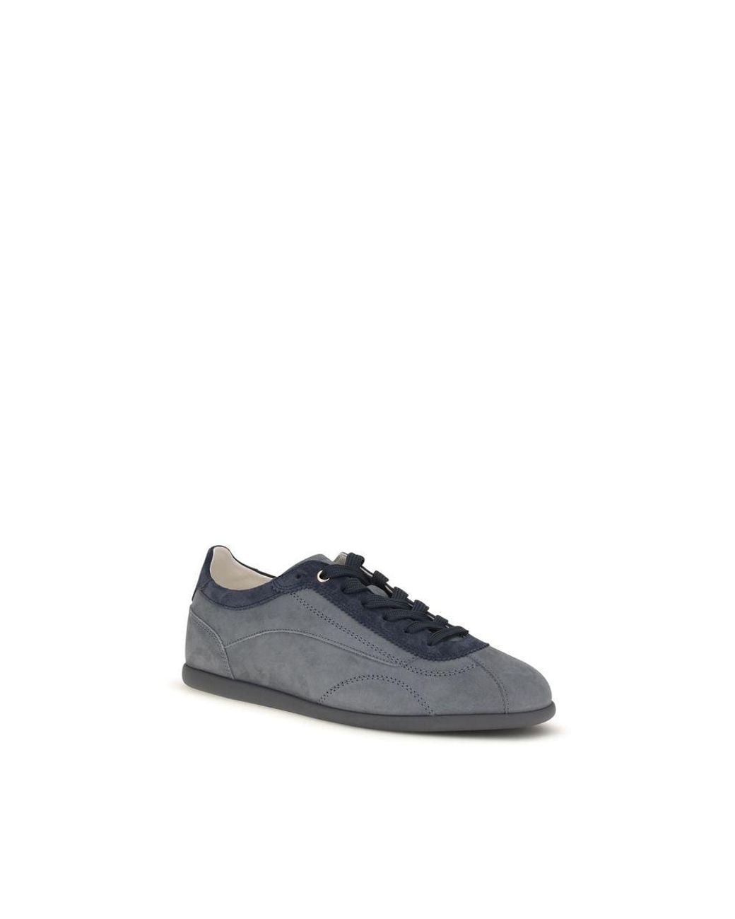 Brunello Cucinelli Blue Gray Calf Leather Bos Taurus Low Top Sneakers for men