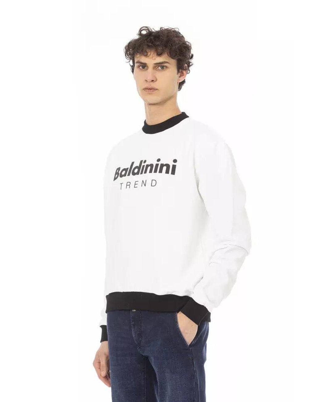 Baldinini White Cotton Sweater for men