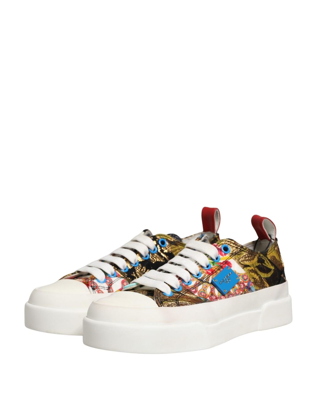 Dolce & Gabbana White Patchwork Low Top Sneakers Shoes