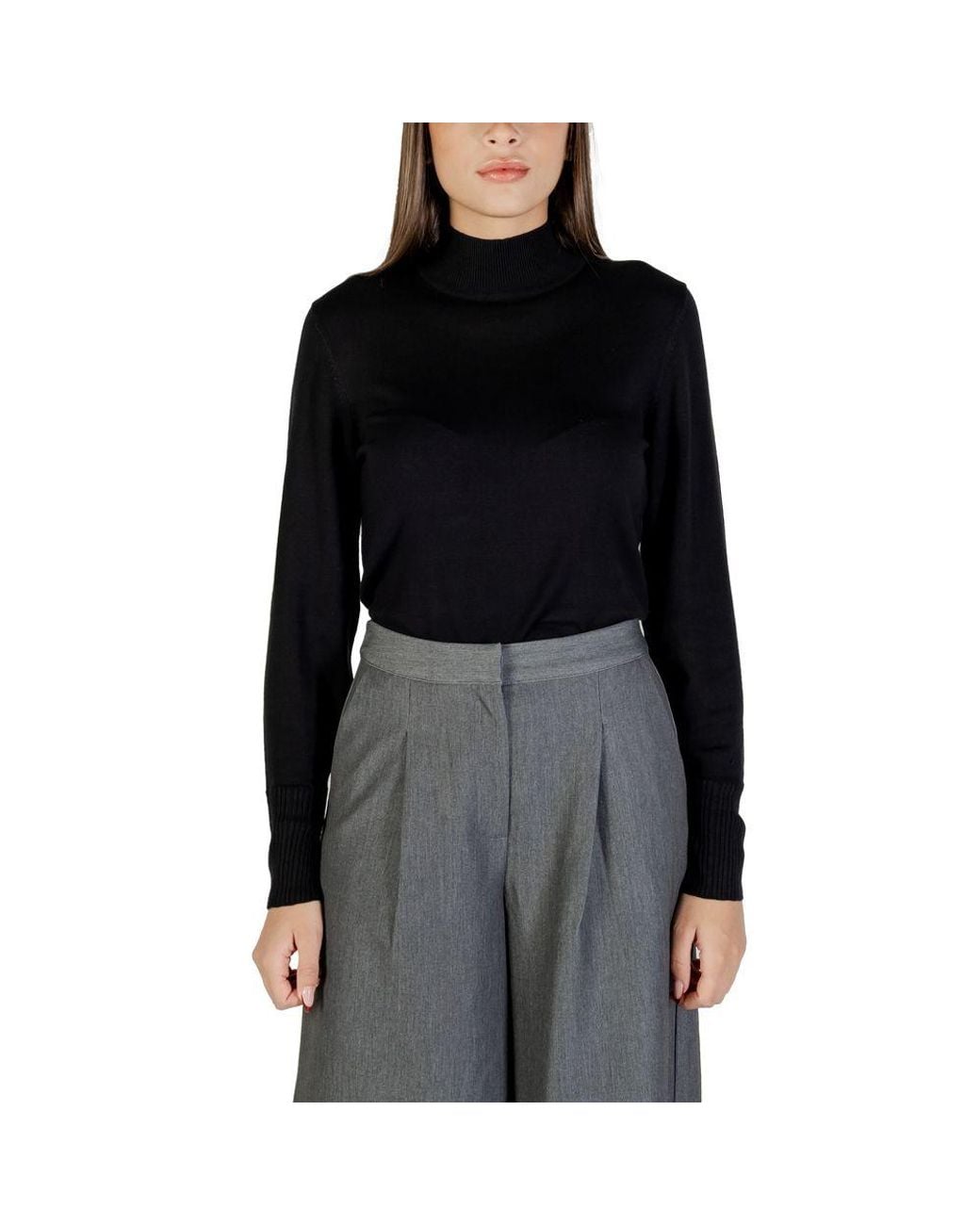 Ichi Black Viscose Turtleneck