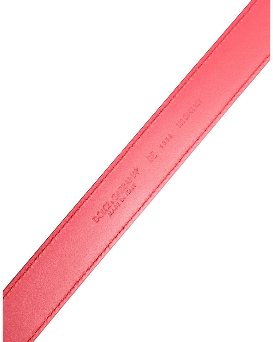 Dolce & Gabbana Pink Calf Leather Metal Buckle Belt