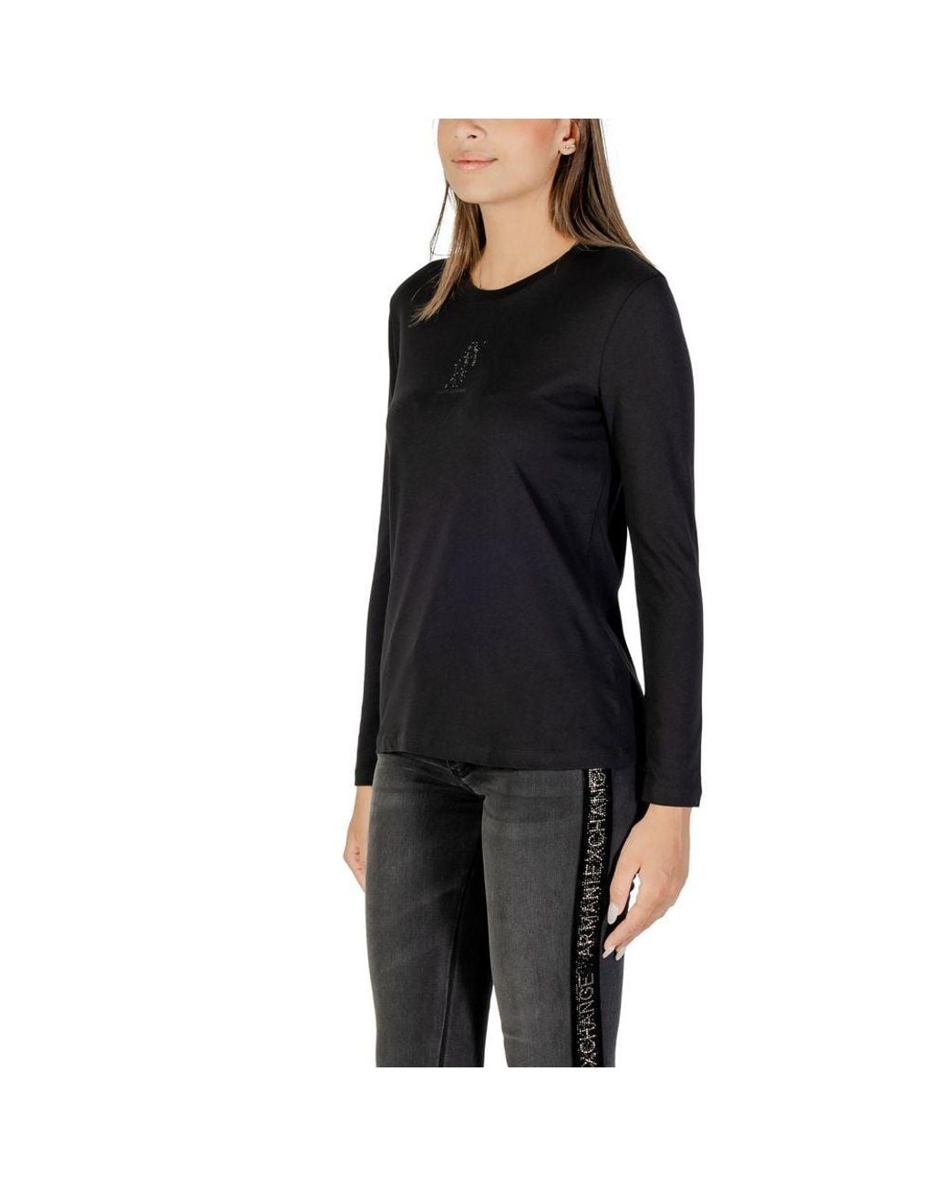 ARMANI EXCHANGE Black Cotton Long Sleeve T