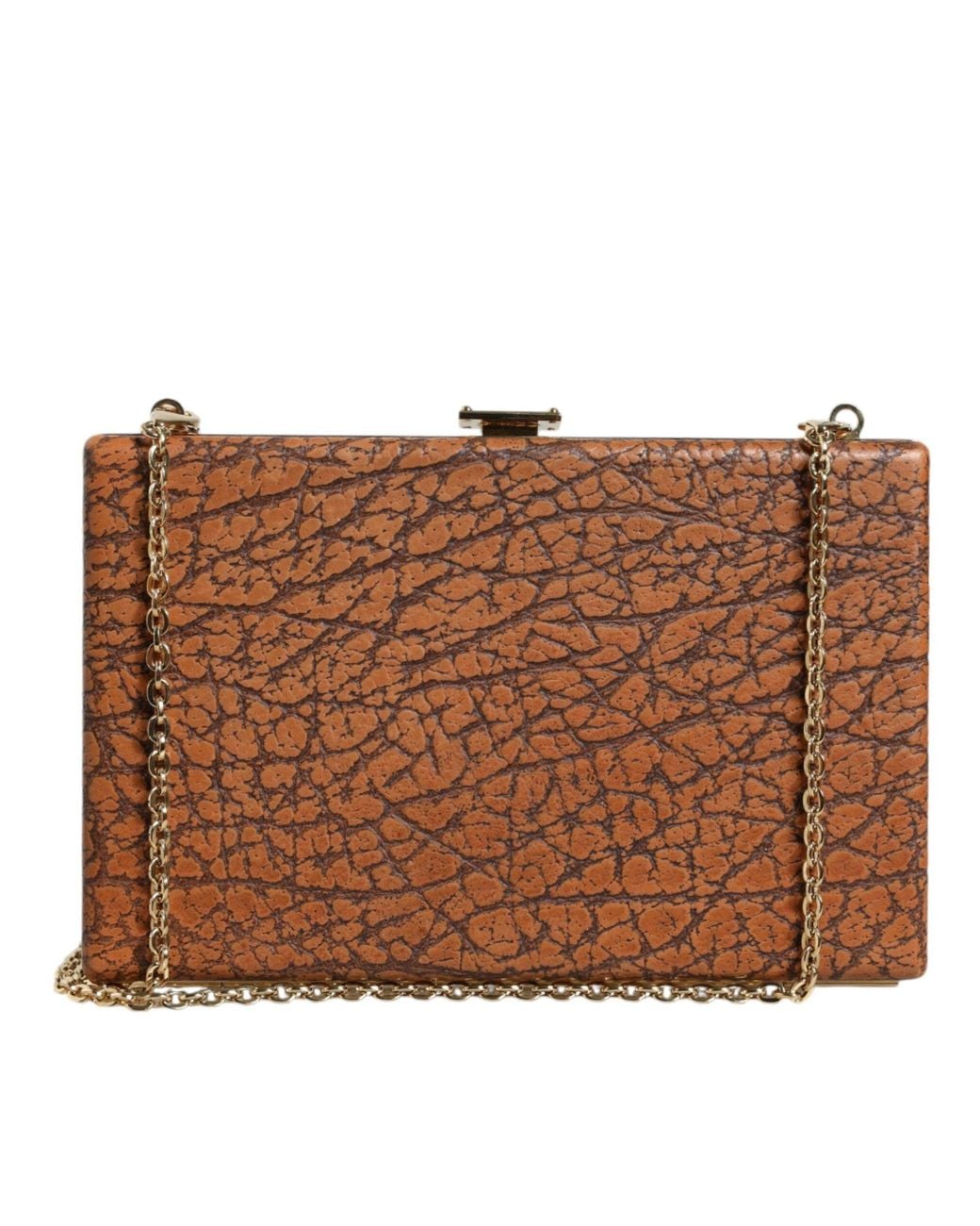 Dolce & Gabbana Brown Leather Frame Clutch Mini Crossbody Bag