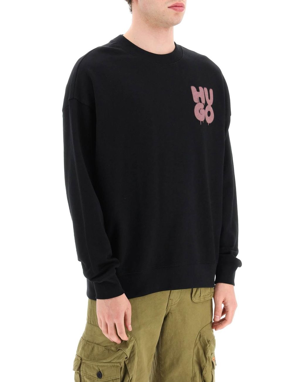 HUGO Graffiti Logo daraz Sweatshirt in Black for Men Lyst UK