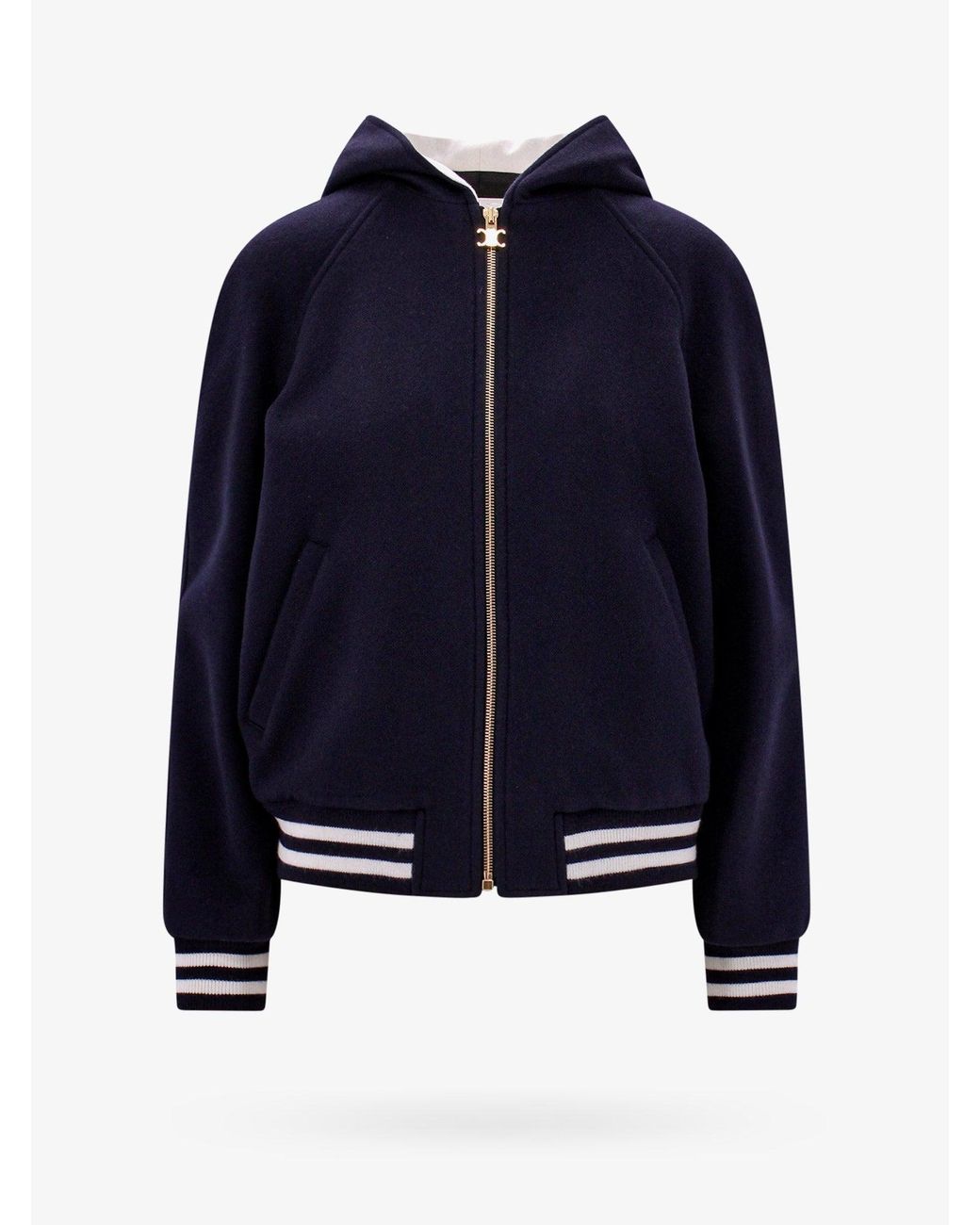 Celine 100% Cashmere Closure With Zip Ribbed Profile Jackets