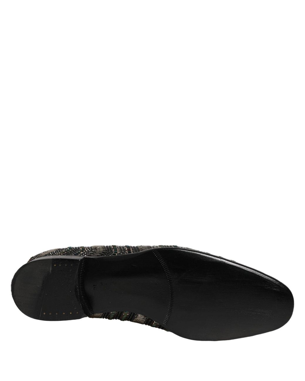 Dolce & Gabbana Black Silver Embellished Slip On Loafers Shoes for men
