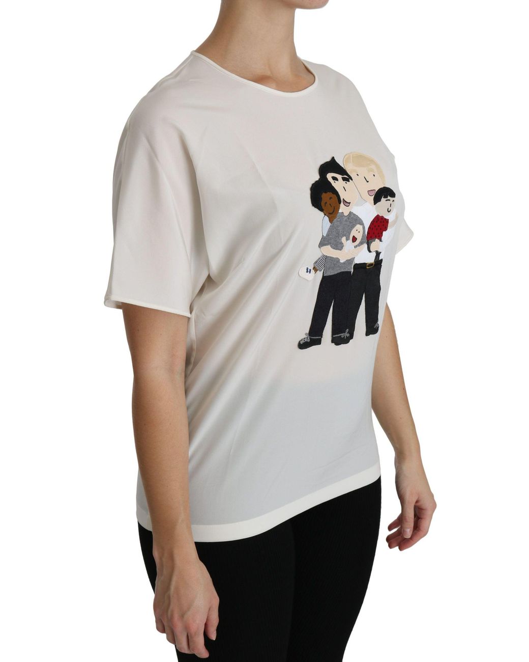 Dolce & Gabbana White #dgfamily Patch Short Sleeve Blouse Top