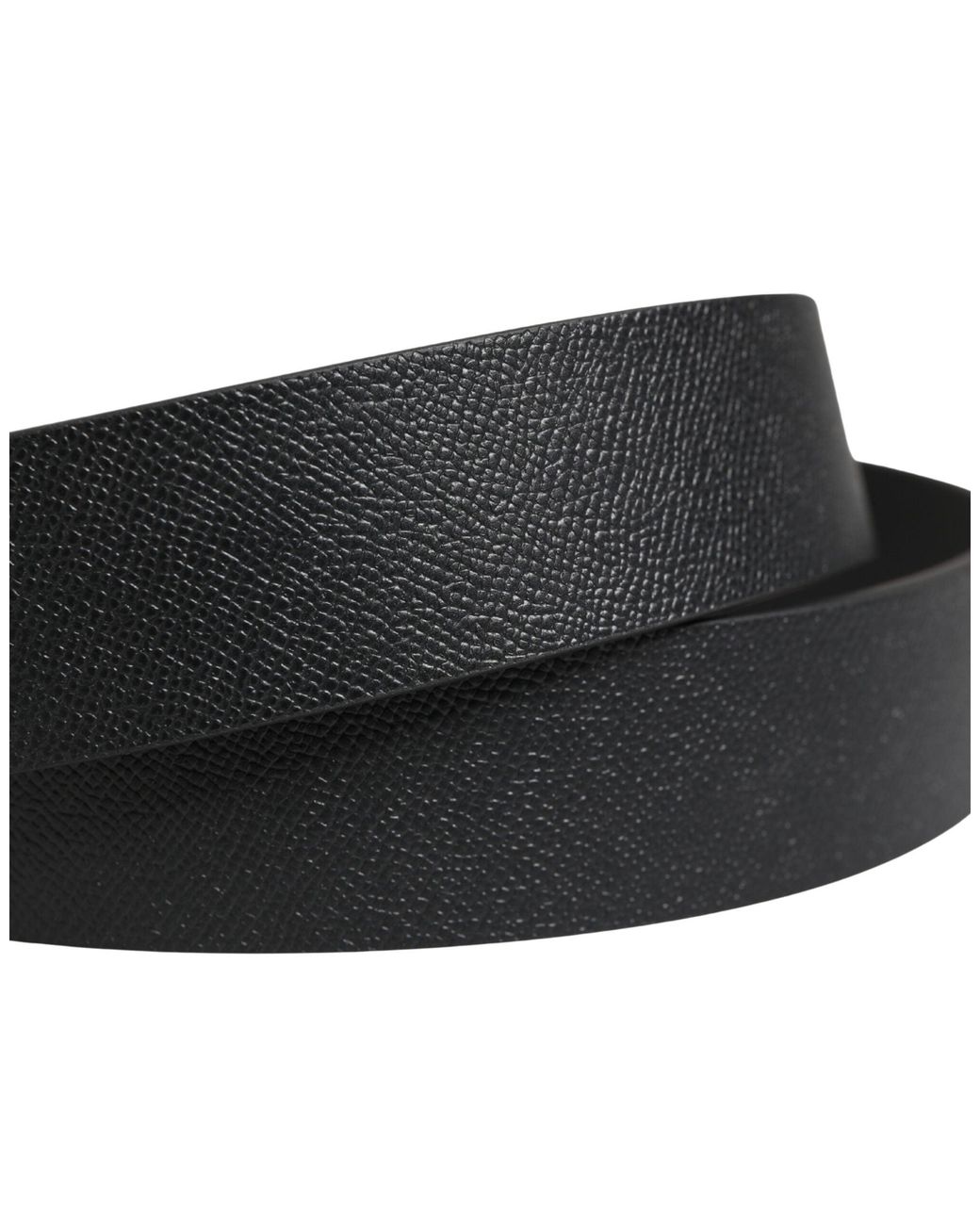 Dolce & Gabbana Black Calf Leather Silver Metal Buckle Belt for men