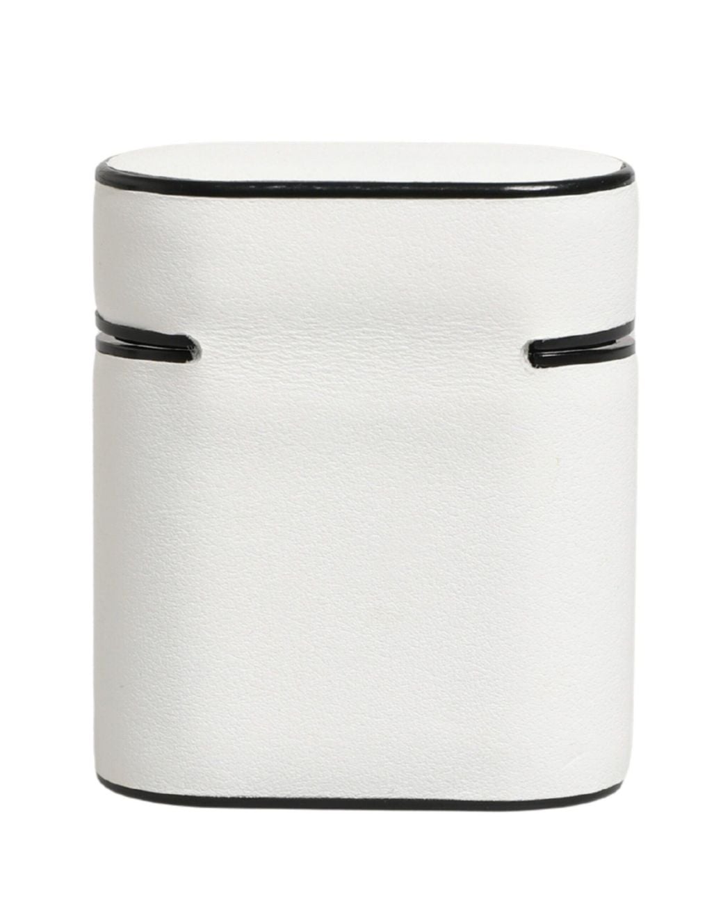 Dolce & Gabbana White Calf Leather Logo Print Flip Holder Airpods Case