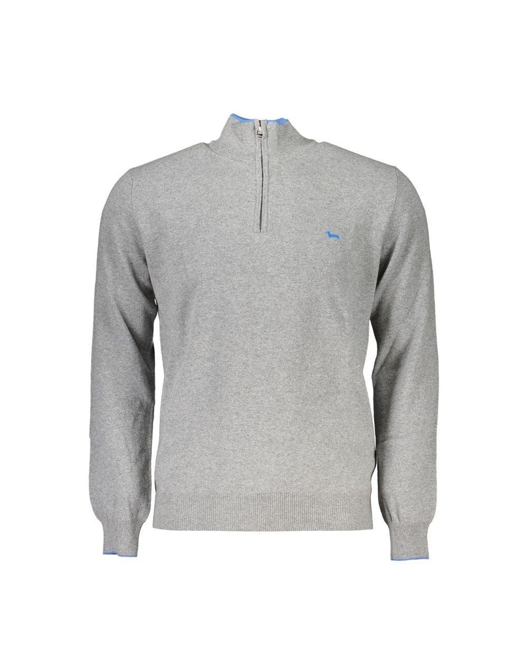 Harmont & Blaine Gray Elegant Half-Zip Sweater With Contrast Details for men