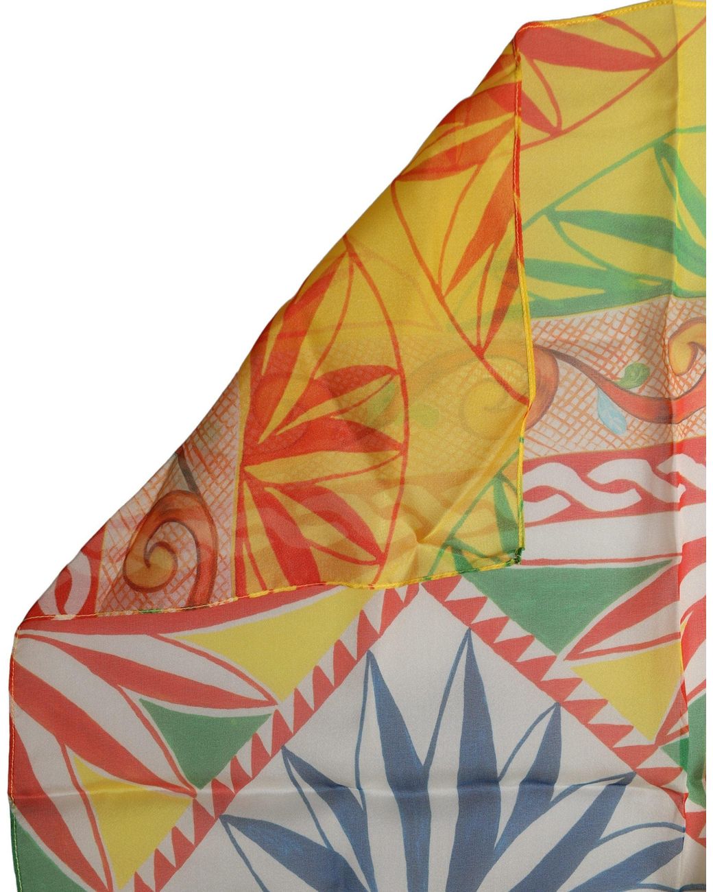 Dolce & Gabbana Orange Multicolor Geometric Square Foulard Scarf