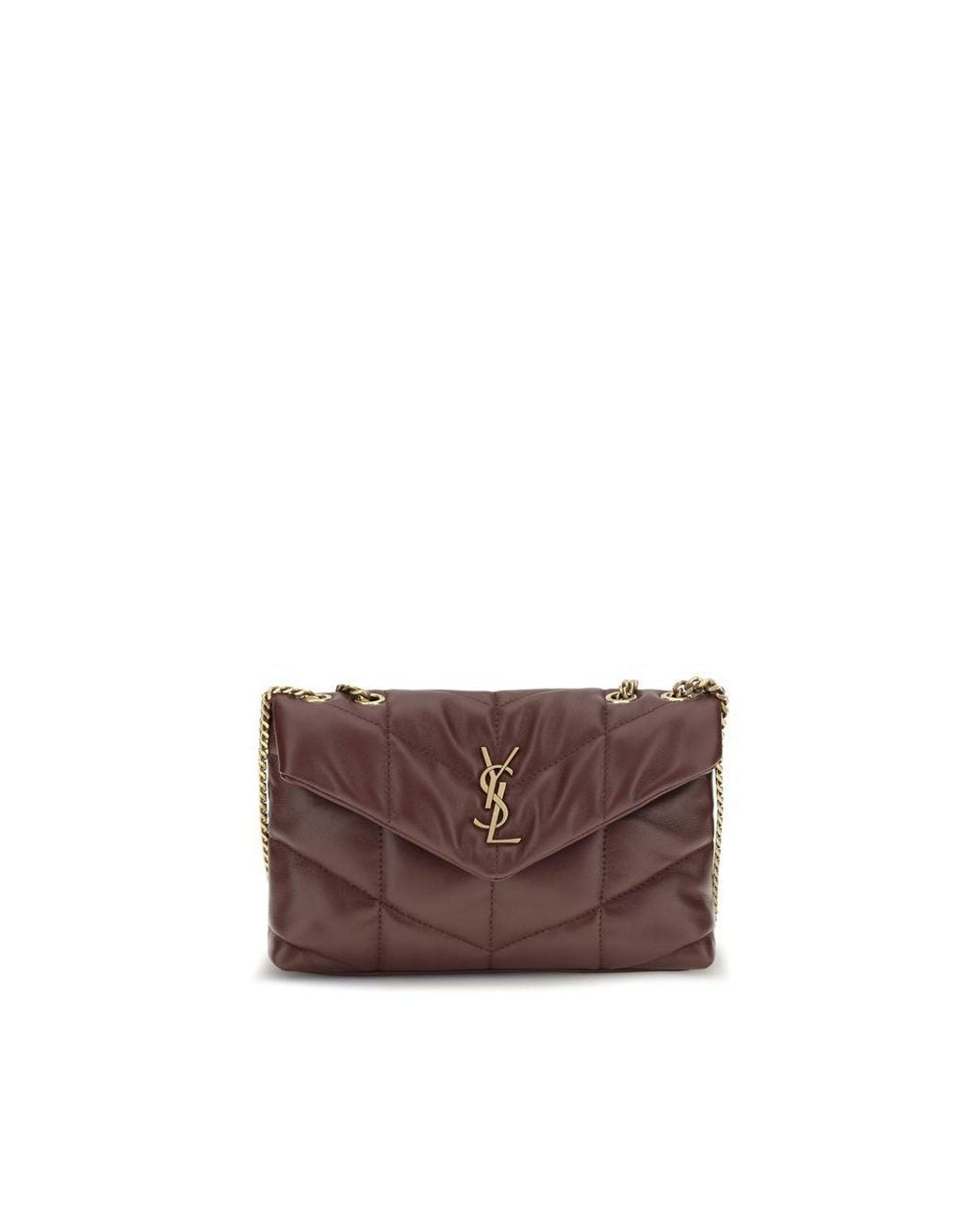 Saint Laurent Brown Bordeaux Lamb Ovis Aries Shoulder Bag