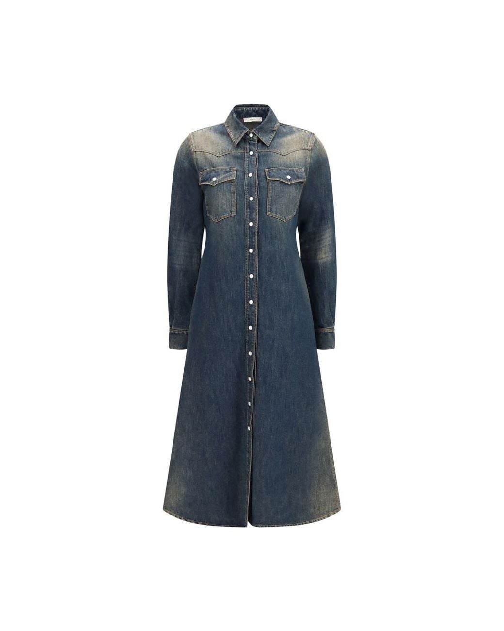 Fendi Blue Cotton Casual Dress