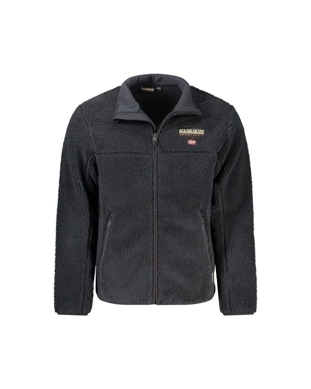 Napapijri Black Borg Fleece Jacket Zipup High Neck for men
