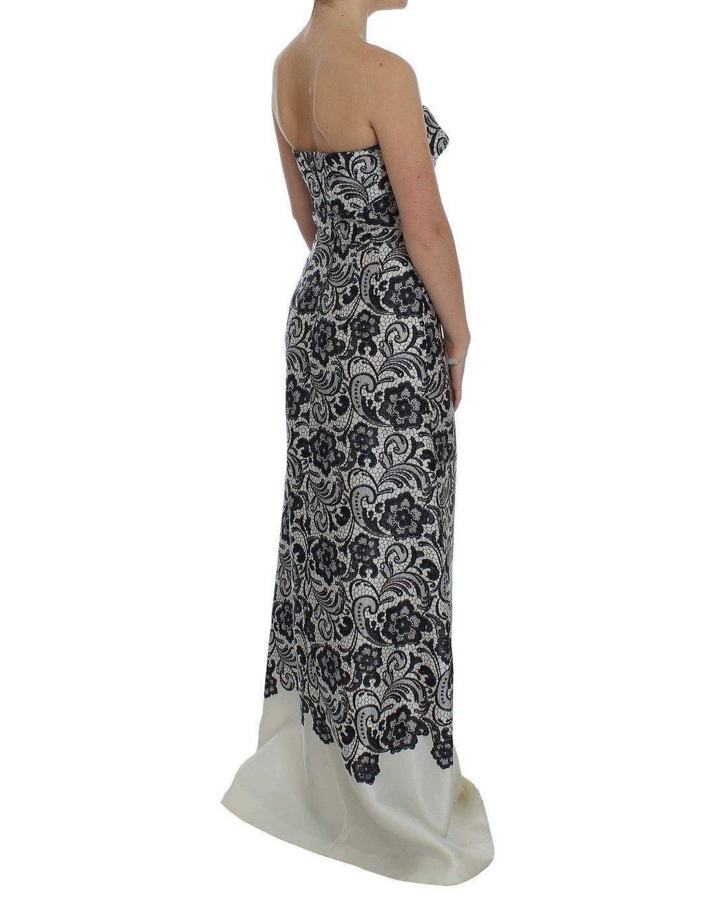 Dolce & Gabbana Black Floral Lace Silk Corset Maxi Dress