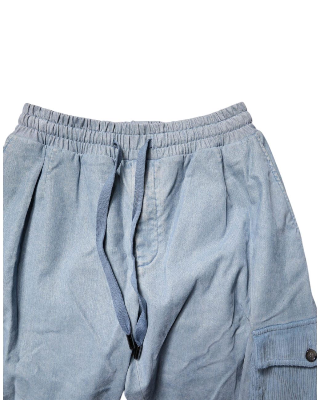 Dolce & Gabbana Blue Cotton Jogger Cargo Denim Pants for men