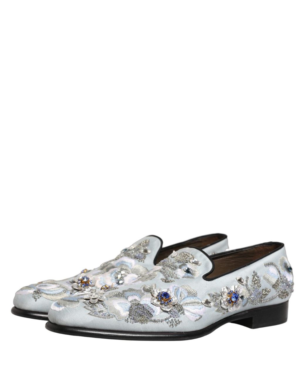 Dolce & Gabbana White Floral Embellished Men Loafers Shoes for men