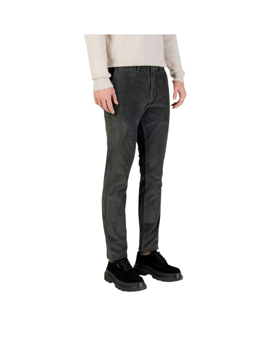 Borghese Black Green Cotton Casual Pants for men