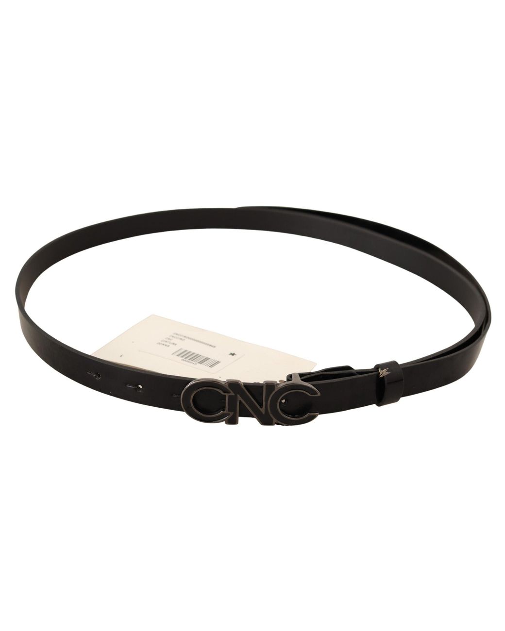 CoSTUME NATIONAL Black Leather Letter Logo Buckle Belt