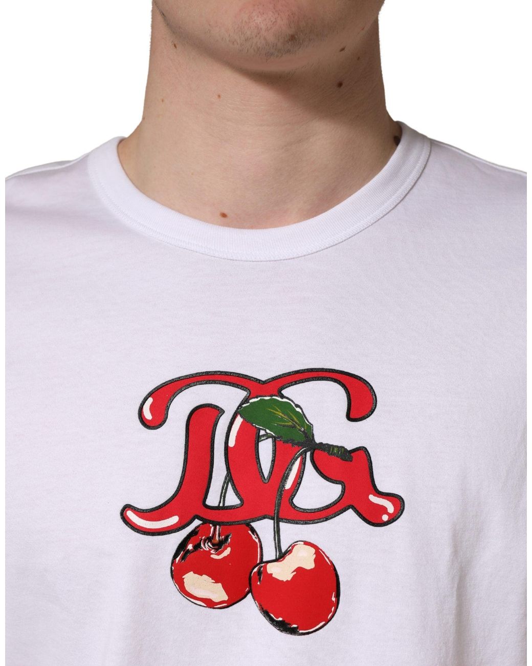 Dolce & Gabbana White Dg Cherries Cotton Crew Neck T for men