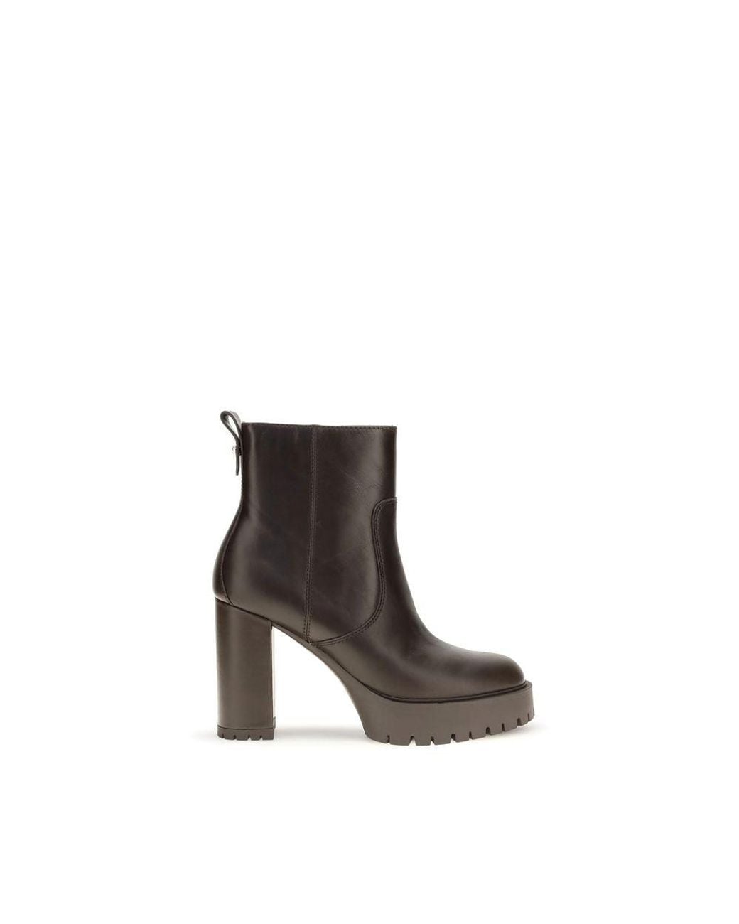 Pinko Gray Brown Calf Leather Bos Taurus Ankle Boots