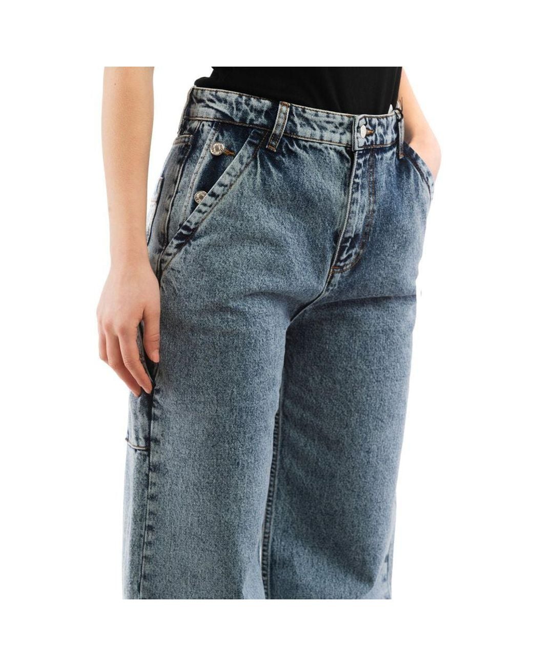 Moschino Blue Multicolor Cotton Relaxed Fit Jeans