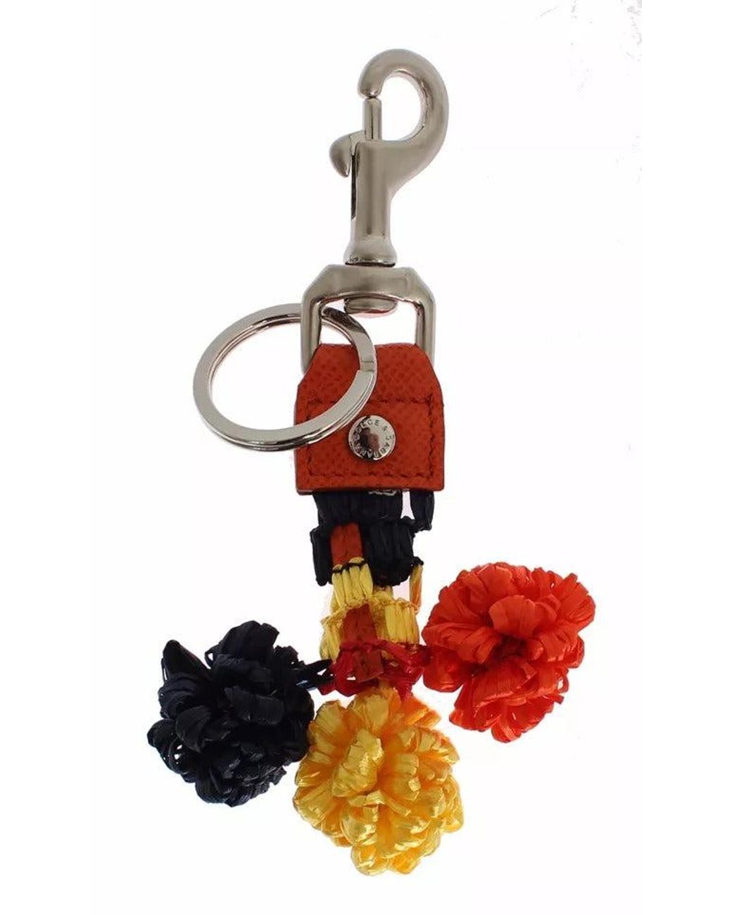 Dolce & Gabbana Red Raffia Leather Clasp Finder Keyring Keychain