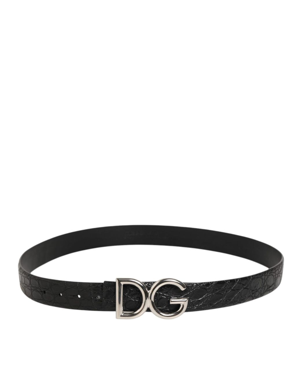 Dolce & Gabbana Black Crocodile Belt With Dg Logo for men